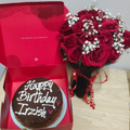 Red Roses Bouquet with Three Milk Cake
