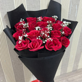 18 Red Roses Bouquet with Baby Breath (Paper Wrapping)
