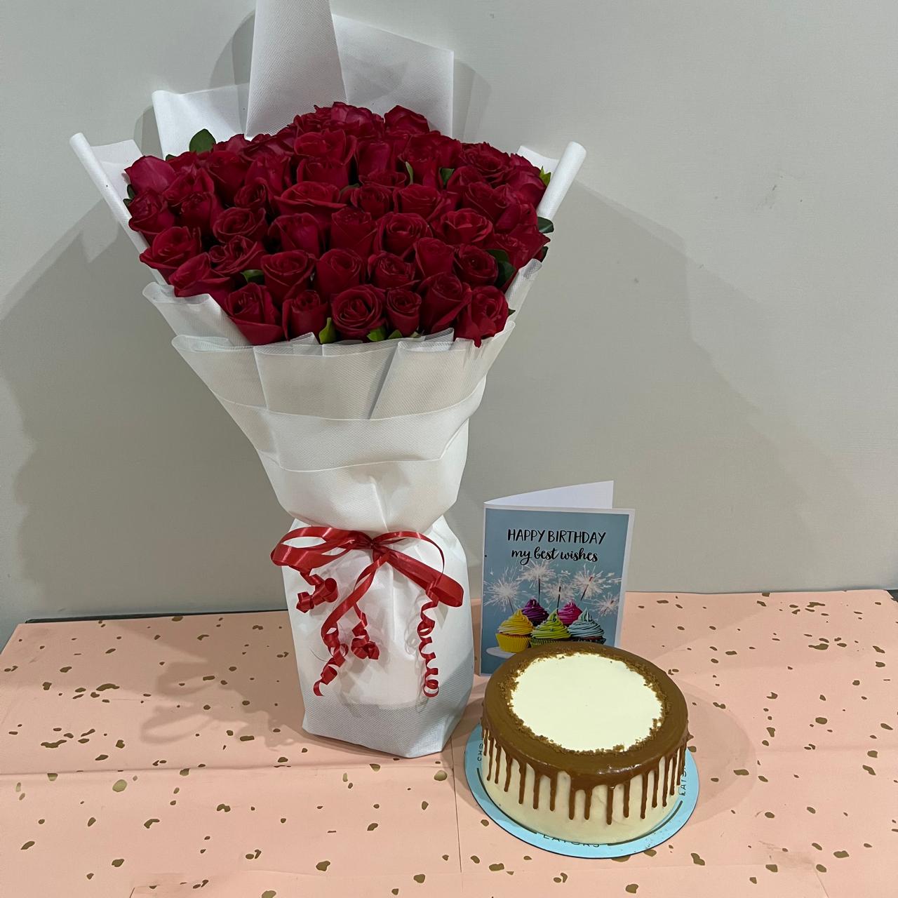 Rose Bouquet & Lotus Cake Deal